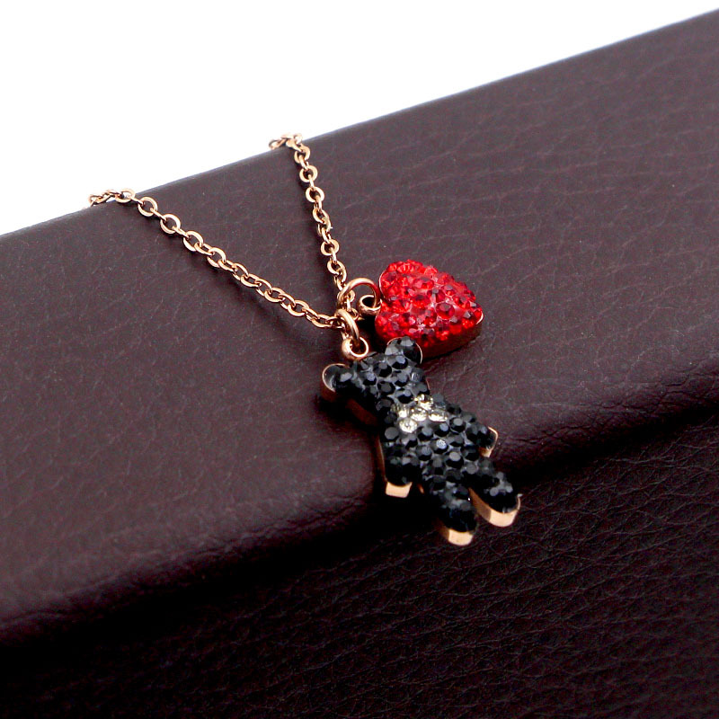 35be2887 0ef8 4111 8713 297ae2dca216 Cute Colorful Diamond Baby Bear Heart Shaped Clavicle Chain