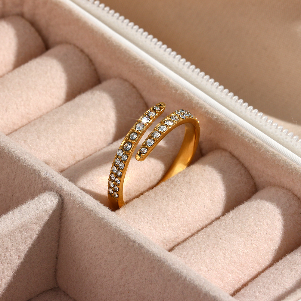 35f555eb 9817 44b5 9aff 9919f24e29ae Gold-plated Diamond Personality Simple Open-end Zircon Ring