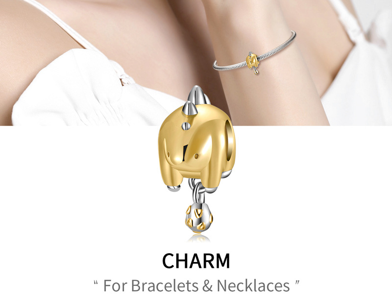 36fb2815 e46e 45bb b369 ed86bc0d7e4d Stegosaurus Dinosaur S925 Sterling Silver Gold Plated Beaded Women's Bracelet Necklace Diy Accessories