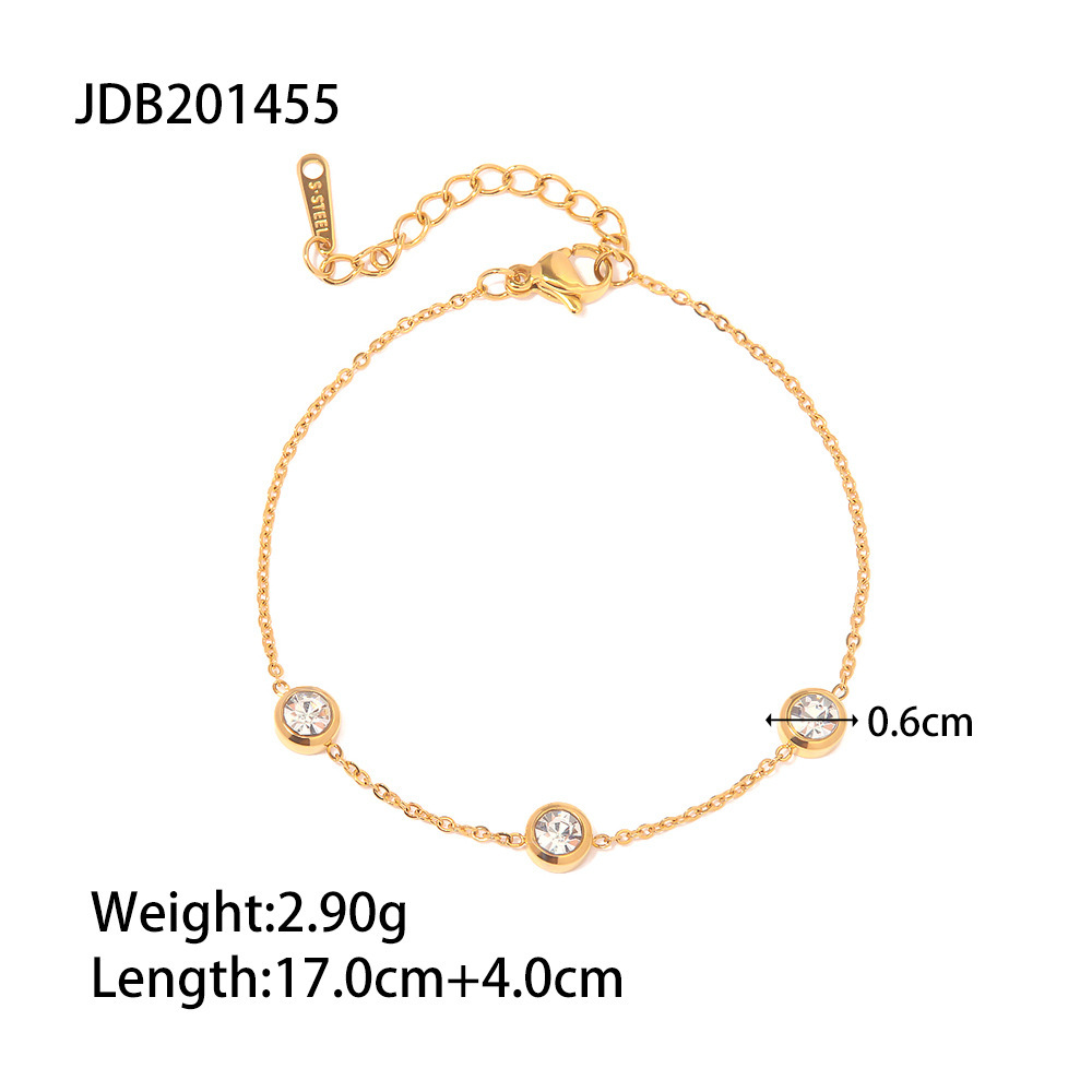 quality,q 100 Fashion 18K Gold Plated Round Zircon Stainless Steel Bracelet