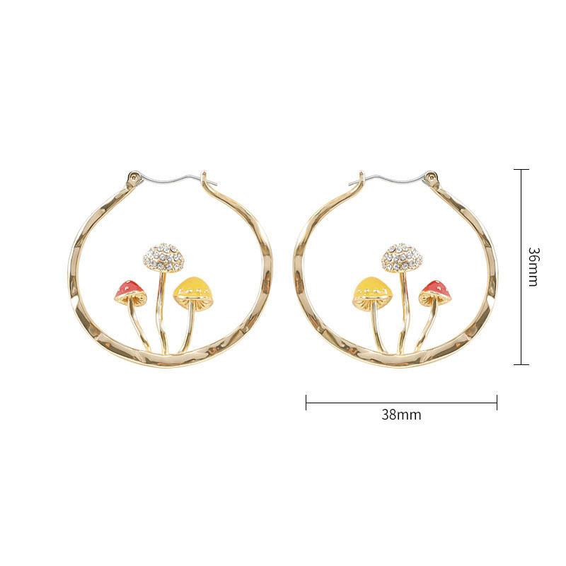 389c3a7c b55a 4e9e 82a3 afc41dae5bad Unique Earring for Women Cute Three Mushroom Shape Sweet Gold Color Drop Earrings New Design Trendy Ear Jewelry