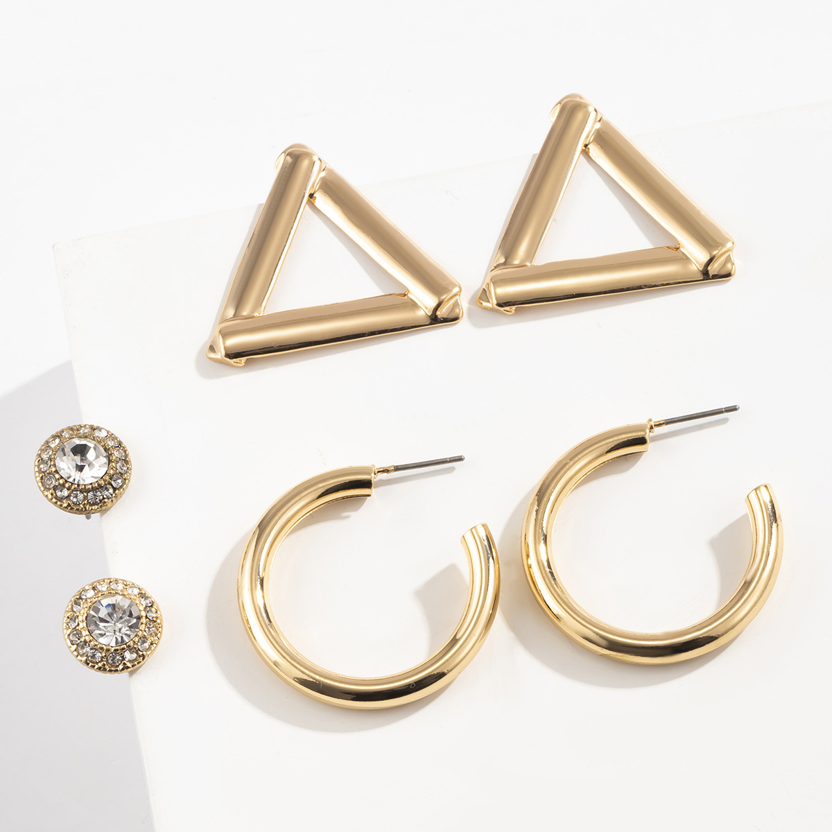 3906edad 41c6 4129 813b 6358f90b42e5 Mix And Match Simple Geometric C-shaped Half Hoop Earrings Set