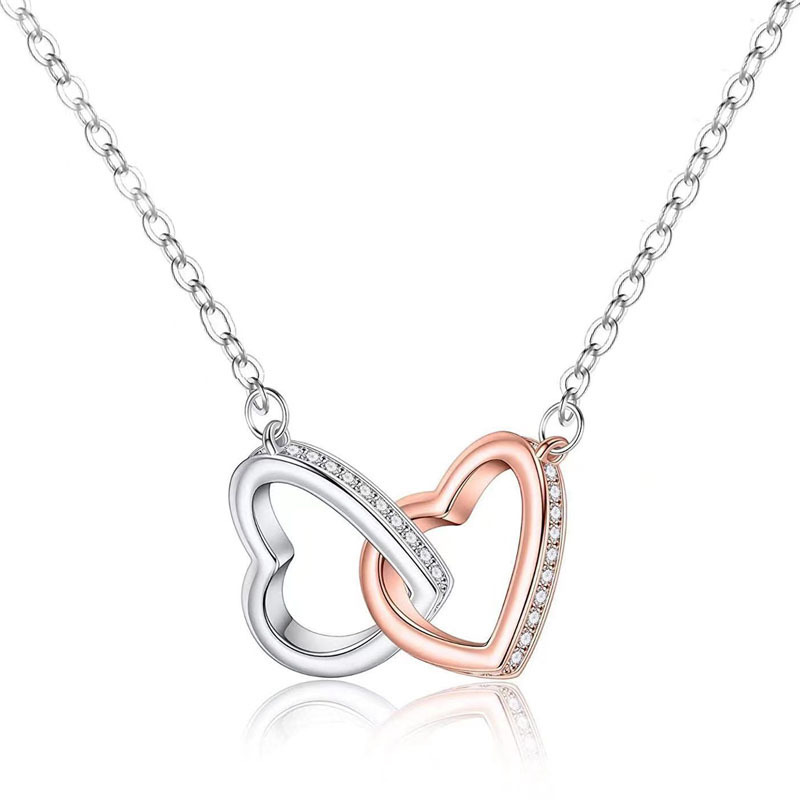 3979f7d5 2ea2 43f3 8c25 d1cfd52227bd Cross-border Amazon Rose Gold Color Separation Double Ring Necklace