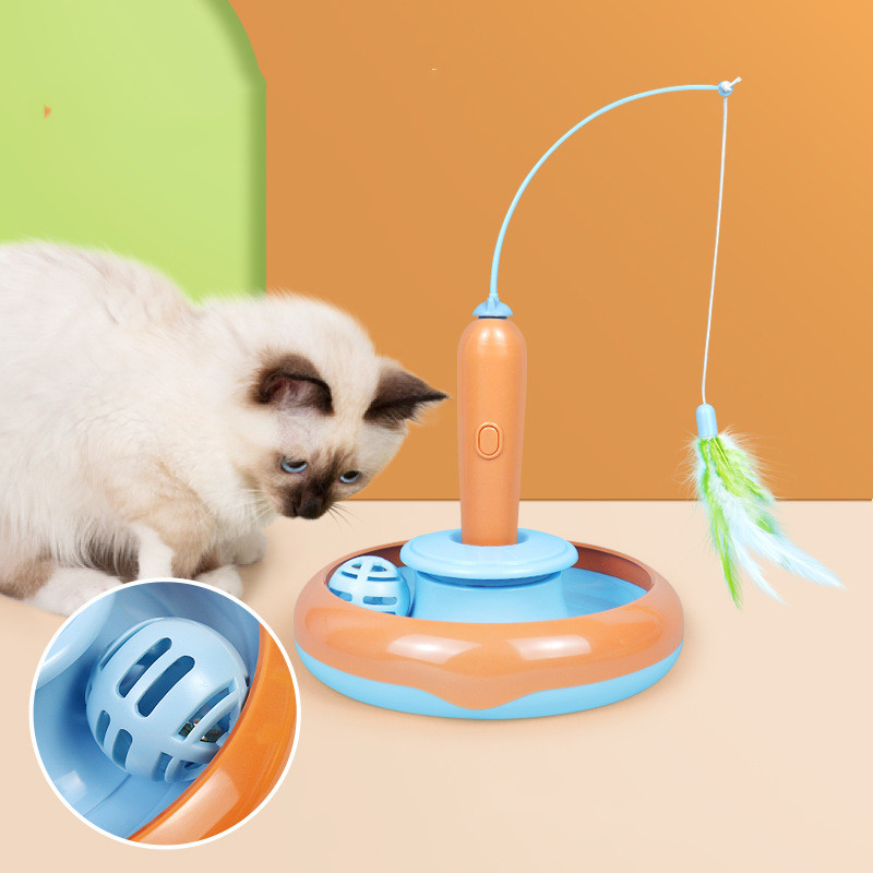 2 In 1 Pet Cat Toy With Feather For Self-play 