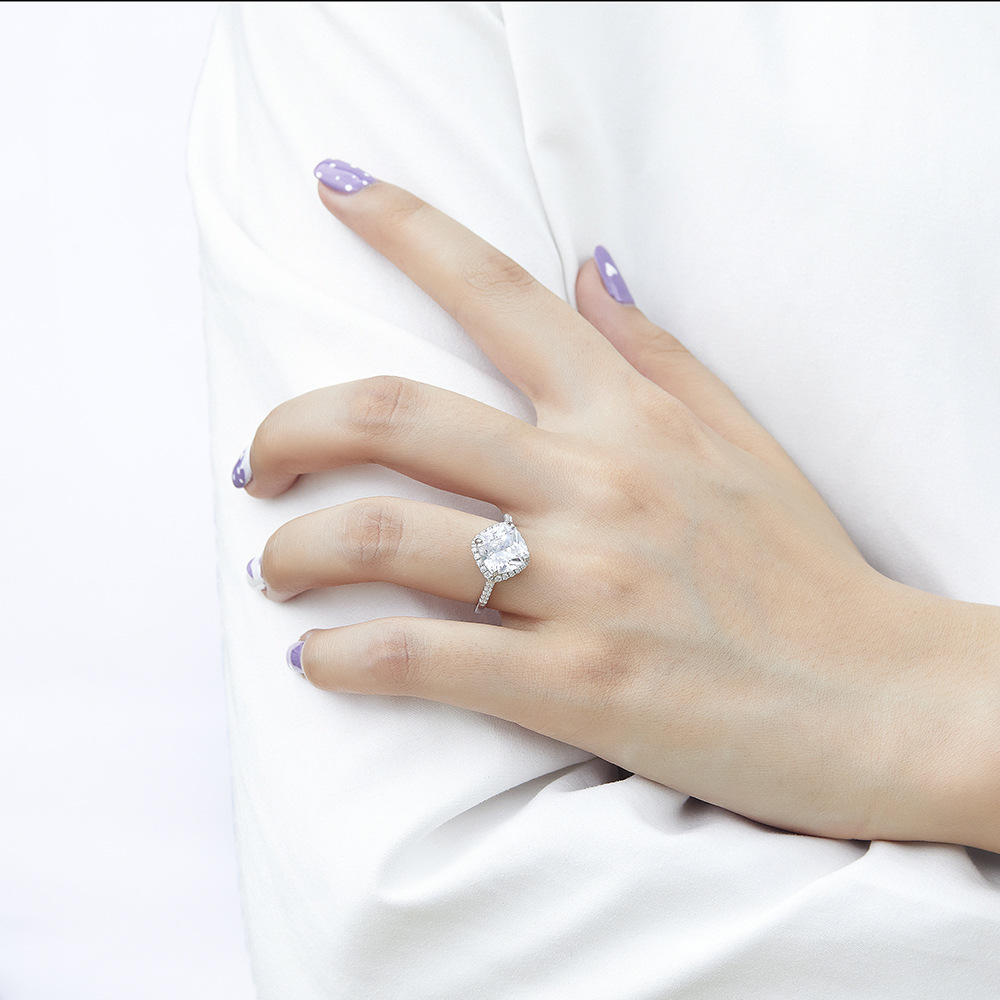 Women's Square Zircon Sterling Silver Ring 5 3a0ed9a5 691e 43b7 87b6 66871a7bebfb Women's Square Zircon Sterling Silver Ring