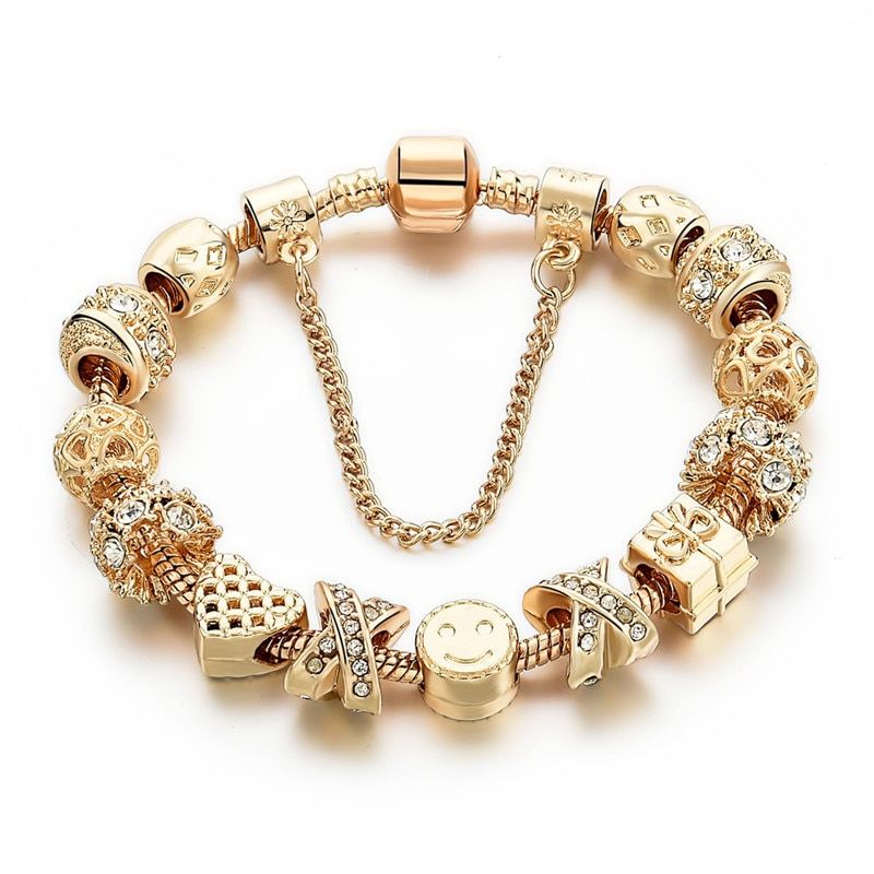 3a49263f 4d51 41ae 9c65 8ed4ea33985e New Large-hole Bead Bracelet Gold Diamond Color-retaining Gold-plated Women's Bracelet
