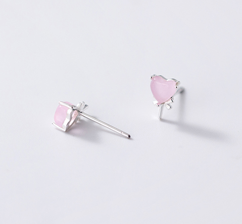3ac96542 7c37 4db4 aa69 3374ab95a000 Silver forest series small pink crystal love candy earrings