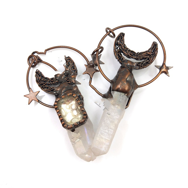 3b08a0d3 31fb 48e3 a814 489479d03374 Personalized European And American Meniscus Star White Crystal Ore Pendant