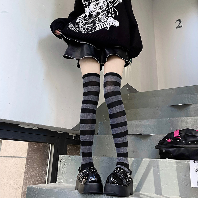 New Hot Girl Stripe Socks Streetwear Thin Leg Y2K Harajuku Lolita