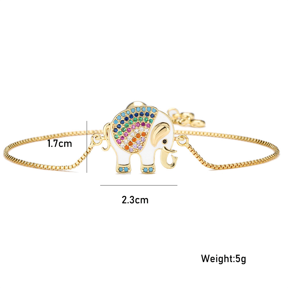 3c52ba48 bd02 41d0 96e3 49027f6bbf7c Dripping Zircon Elephant Charm Gold Bracelet Pull Adjustable