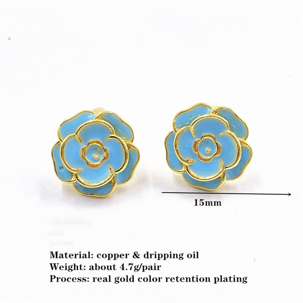 3cc3453f 3484 41cd 9394 50b62287f50f Women's Fashion Simple Copper-plated Gold Drop Oil Rose Stud Earrings