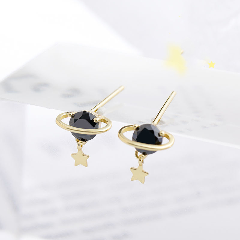 3e0f6517 d61c 4863 9731 562e89dfb645 Fashion Cute Black Diamond Small Planet Earrings