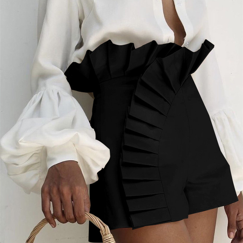 Fashion-Forward Solid Color Shorts Statement Ruffles 