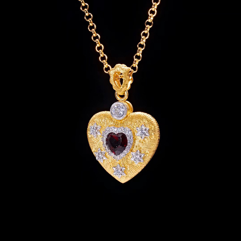 Brushed Heart S925 Silver Gold Plated Garnet Pendant 8 403edf2e 6738 4911 921e 0e38227adc77 Brushed Heart S925 Silver Gold Plated Garnet Pendant
