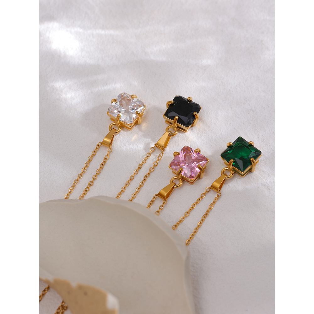 40c7c75b cbae 4c04 bb48 95feb90e7277 Elegant Pendant Necklace 18K Gold Stainless Steel Large Square Zirconium Pendant