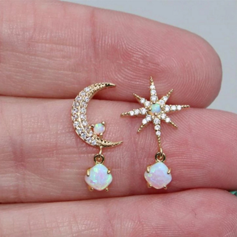 4165c675 c176 44be 9dfa 4cc5dbd1dfdd Fashion Women's Asymmetric Moon Star Earrings