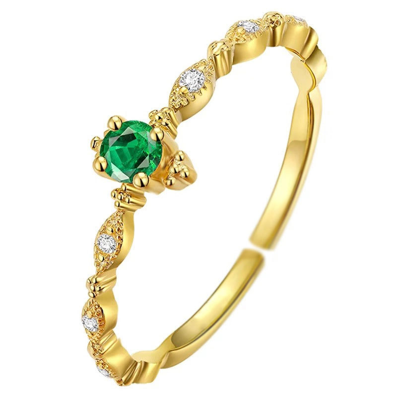 41e1e063 8cbb 4b5e 98a4 6953fc3fc274 S925 Sterling Silver 14K Yellow Gold Plated Emerald Ring
