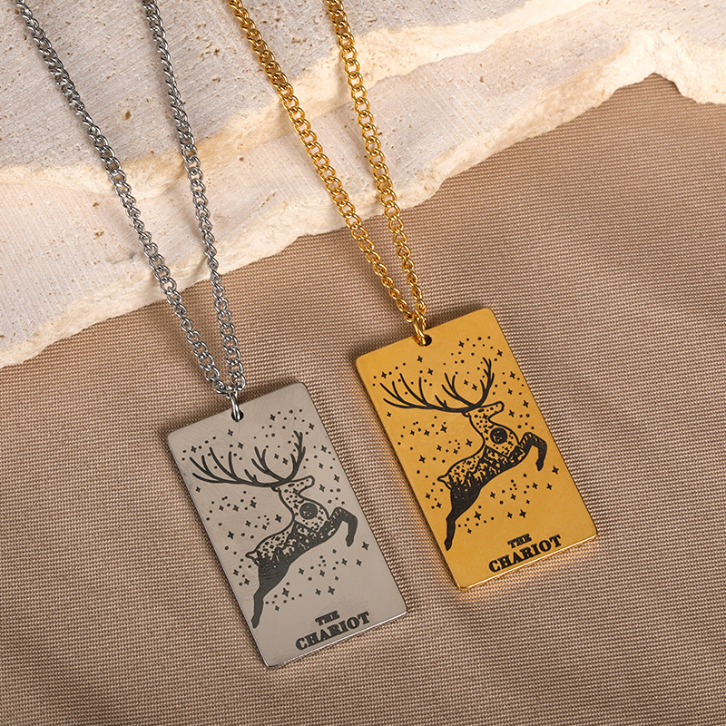 4242ea9c 61e7 41fc 8c87 4a475d7f1e7e 18k Yellow Gold Stainless Steel Tarot Pattern Necklace