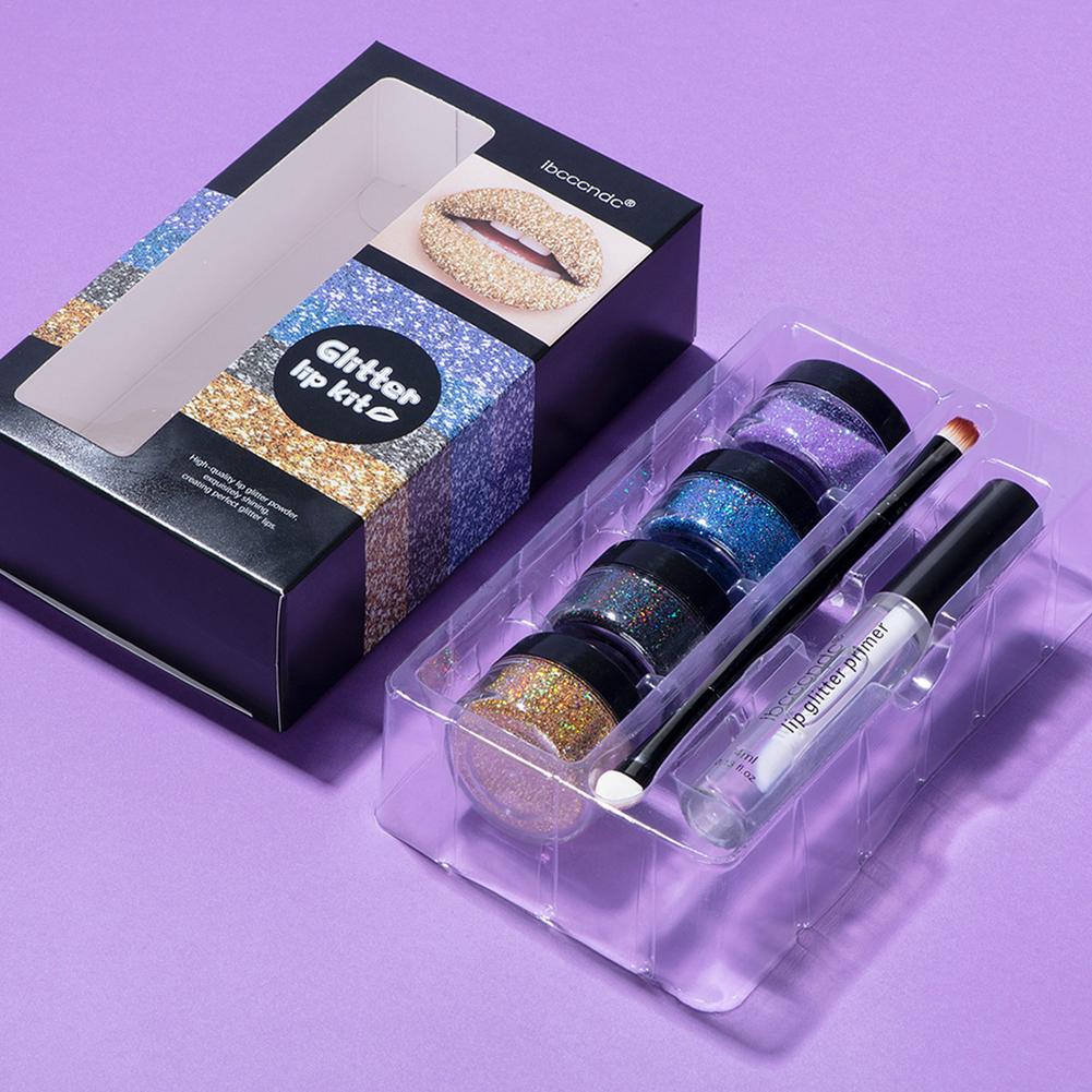Lip Tint Glitter Lipstick Shiny DIY Lip Gloss Long Lasting Lipgloss Kit with Lip Primer
