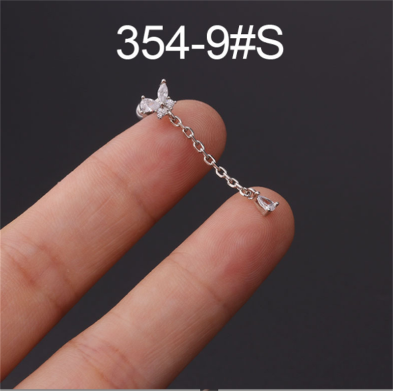 4444729f b1fb 4088 a47d 16bec90bd5fb Stainless Steel Stud Zircon Pierced Earrings