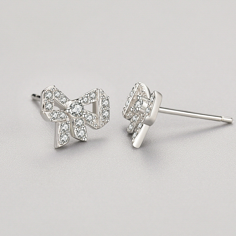4446606a 155f 497e 89ea 139653c955dd S925 Silver Diamond Bow Stud Earrings
