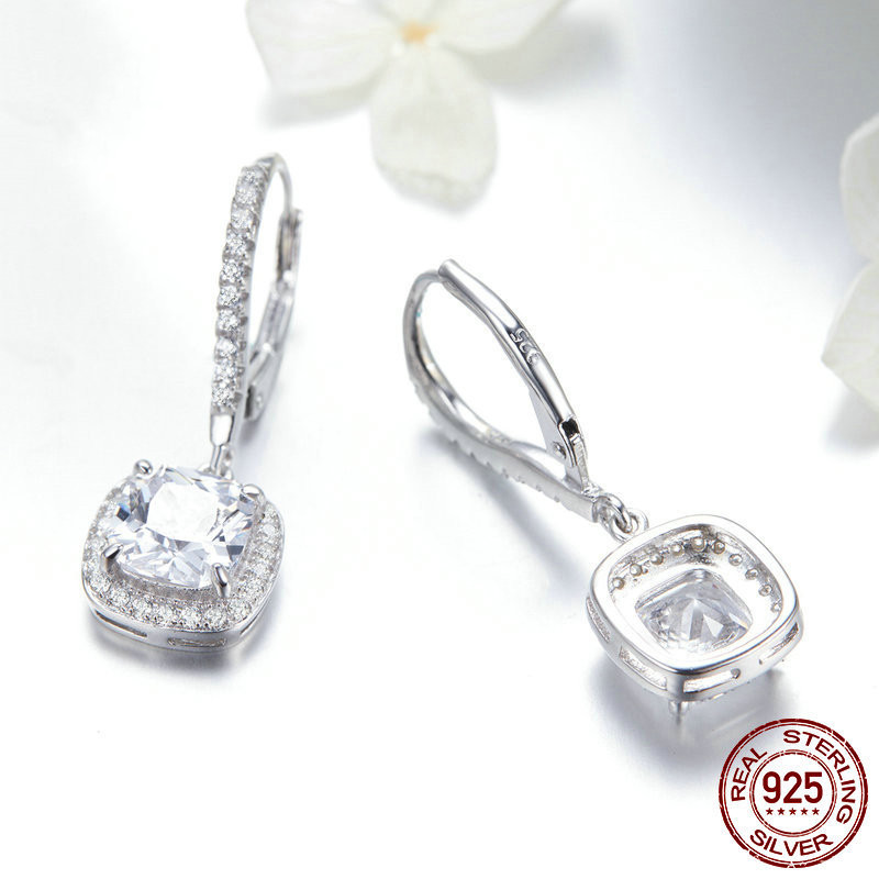 451e62d7 3463 42ba 9e71 2088f4bb9dd1 Women's Fashionable Long Personalised White Gold Plated Sterling Silver Stud Earrings