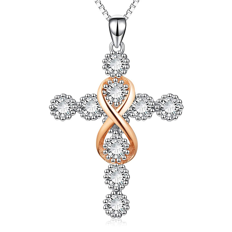 45d1c4ed 307e 400a bfe3 cc38f509d898 Women's Faith Cross 8 Diamond Pendant Necklace