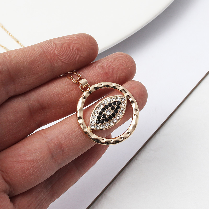 45f46d4c 8cba 4037 a40d 83abb3ad5269 Long Eyes Inlaid Gemstone Round Fashion Earrings And Necklace Set