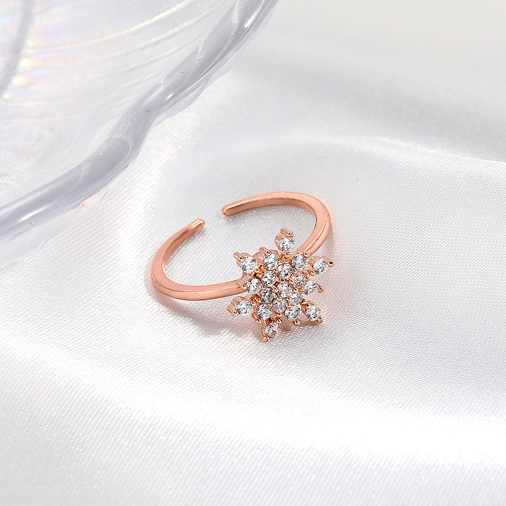 45ff58d4 c665 4d73 a878 77b8be829d8a Copper Inlaid Zircon Snowflake Ring Christmas Gift