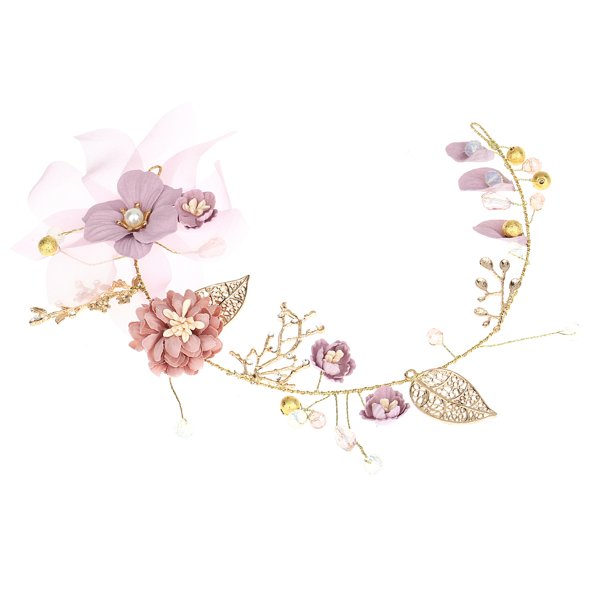 46256dd9 d24a 4cff aa58 49496beb5591 Handmade Head Gold Leaf Branch Flower Wedding Hair Accessories