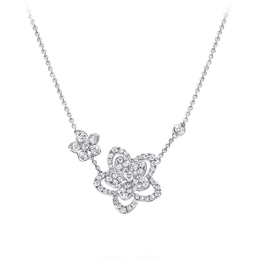 462943f2 f257 4d39 91d6 494771225652 18K White Gold Graff Necklace Butterfly Elements Flowers