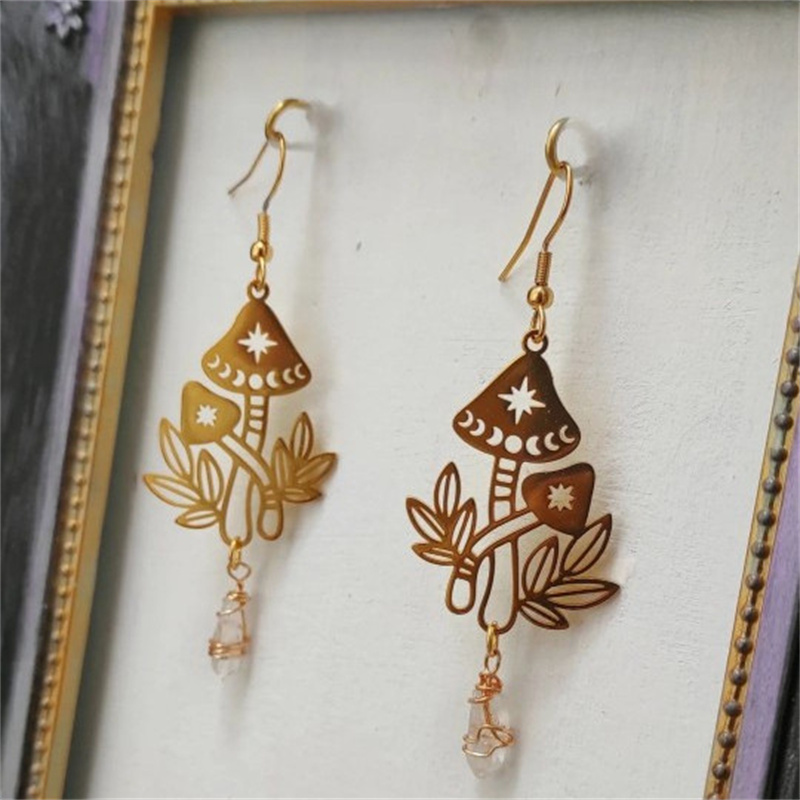 Women's Fashion Temperament Mushroom Shape Crystal Hanging Earrings 2 46a1acf6 3ce6 4b14 913f 88502067c889 Women's Fashion Temperament Mushroom Shape Crystal Hanging Earrings