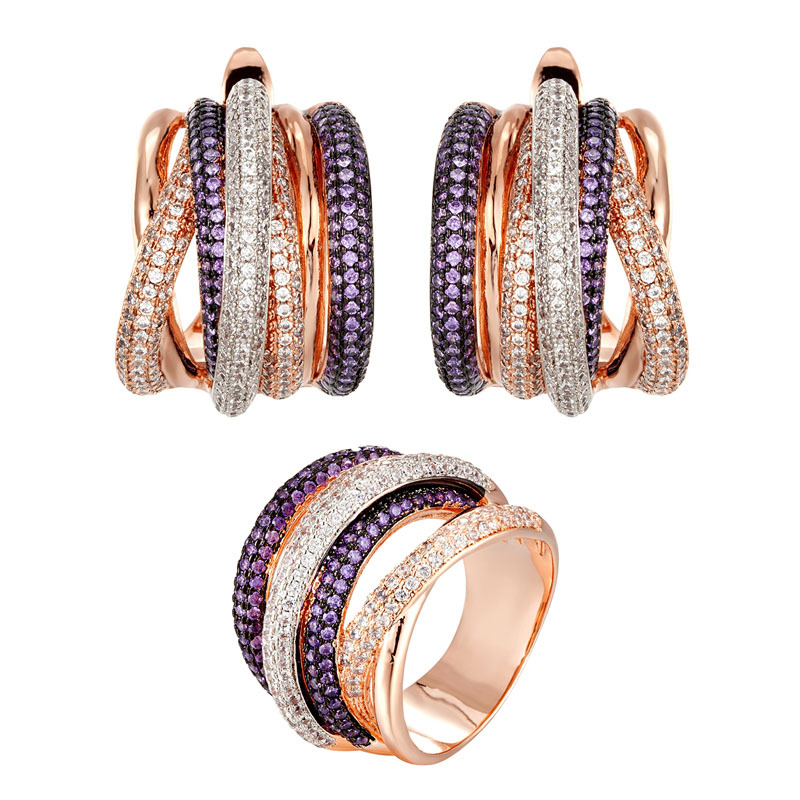 470b66c8 81a0 4595 b6c3 07337e73fc69 European And American New Three-color Geometric Cross Ring Earrings