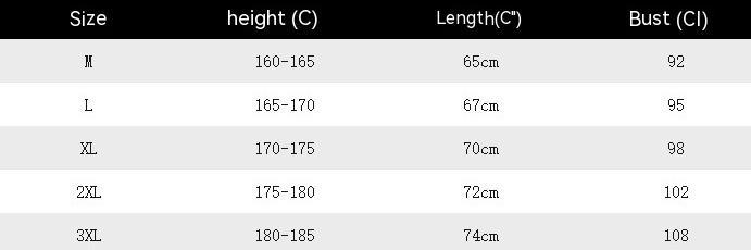 size chart for Quick-dry Breathable Compressed Gym T-Shirts - A.A.Y FASHION