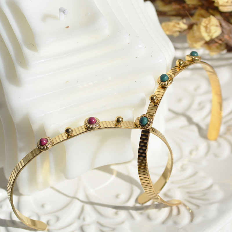 48403a06 1057 45c5 934c daf86fe225c1 Vintage Natural Stone Adjustable Stainless Steel Bracelet