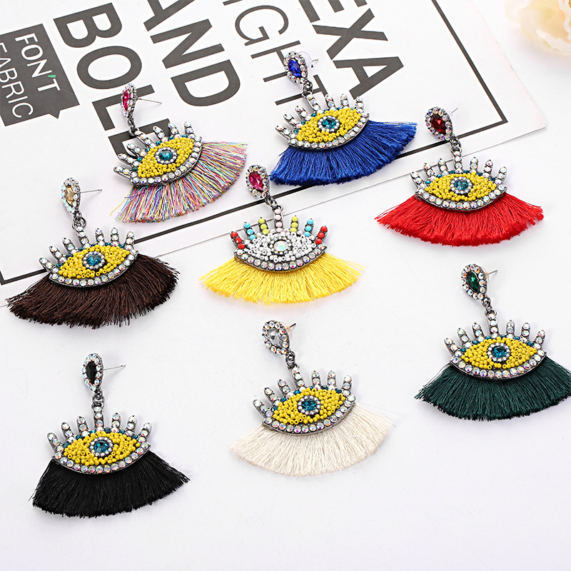 484f79af 8062 4941 9575 e6f9ea99a7ca Diamond tassel earrings female demon eye