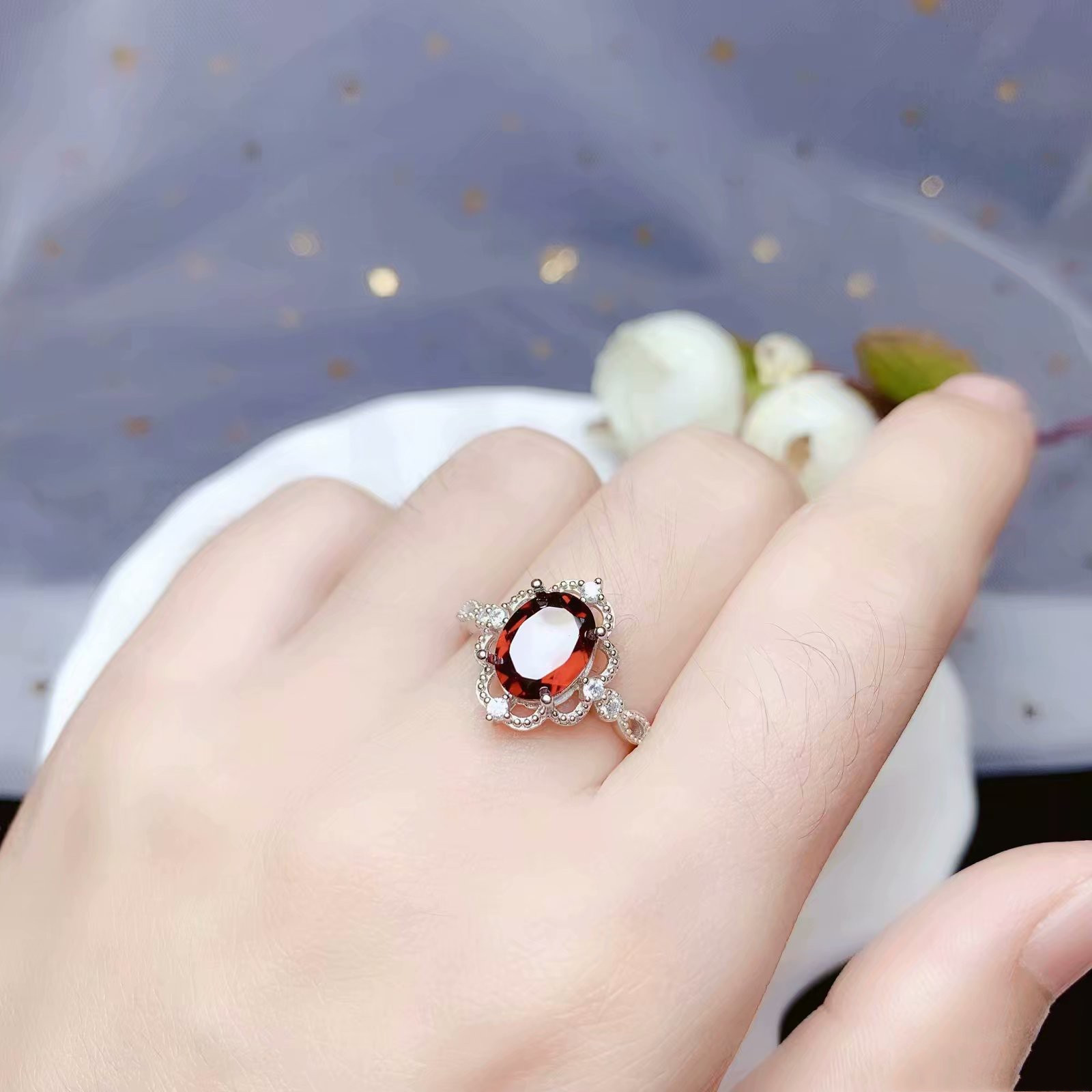 48617b76 9fb1 4985 911b e18b4123e5f9 Ring Empty Setting Silver Plated 18K Gold Inlaid Oval Emerald Fancy Emerald