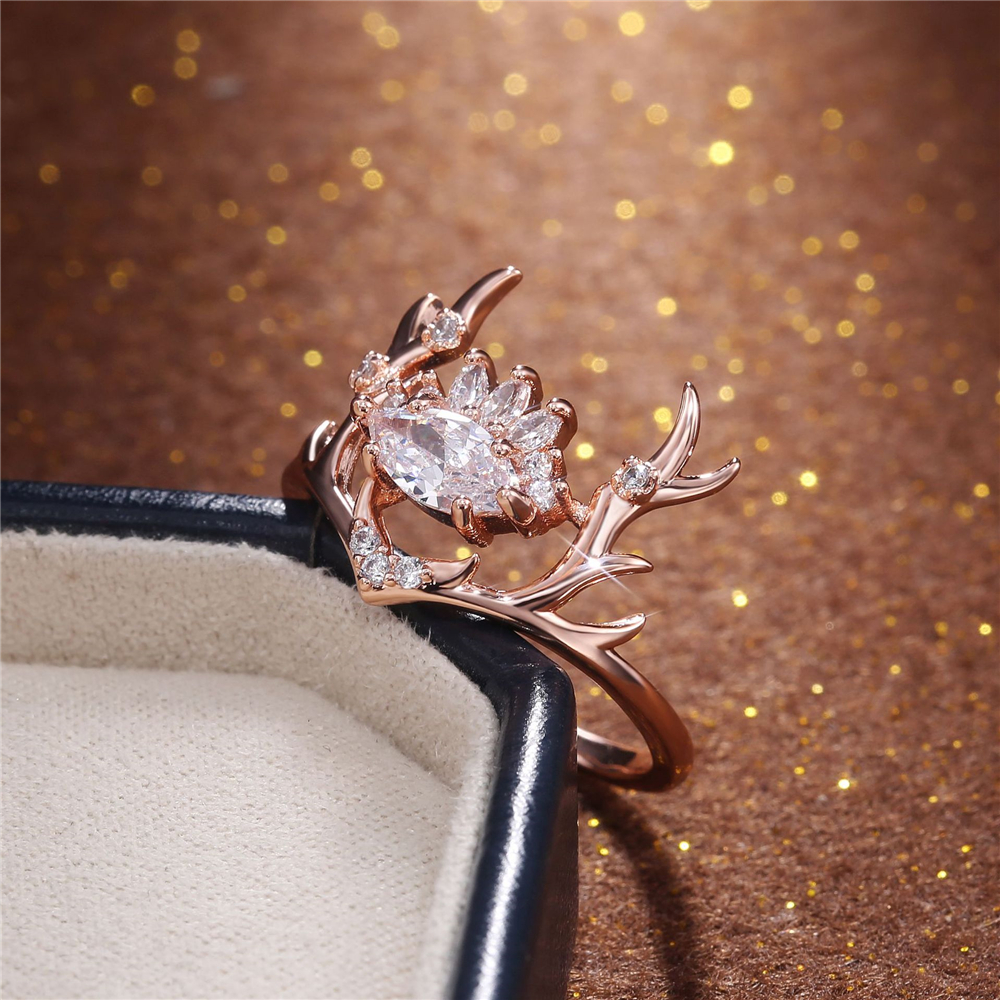Fashion Glittering Zircon Embellished Lovely Rose Gold Elk Antlers Zircon Ring 3 4a5d4d0f 41a7 4d3b b3d8 4a215536e711 Fashion Glittering Zircon Embellished Lovely Rose Gold Elk Antlers Zircon Ring