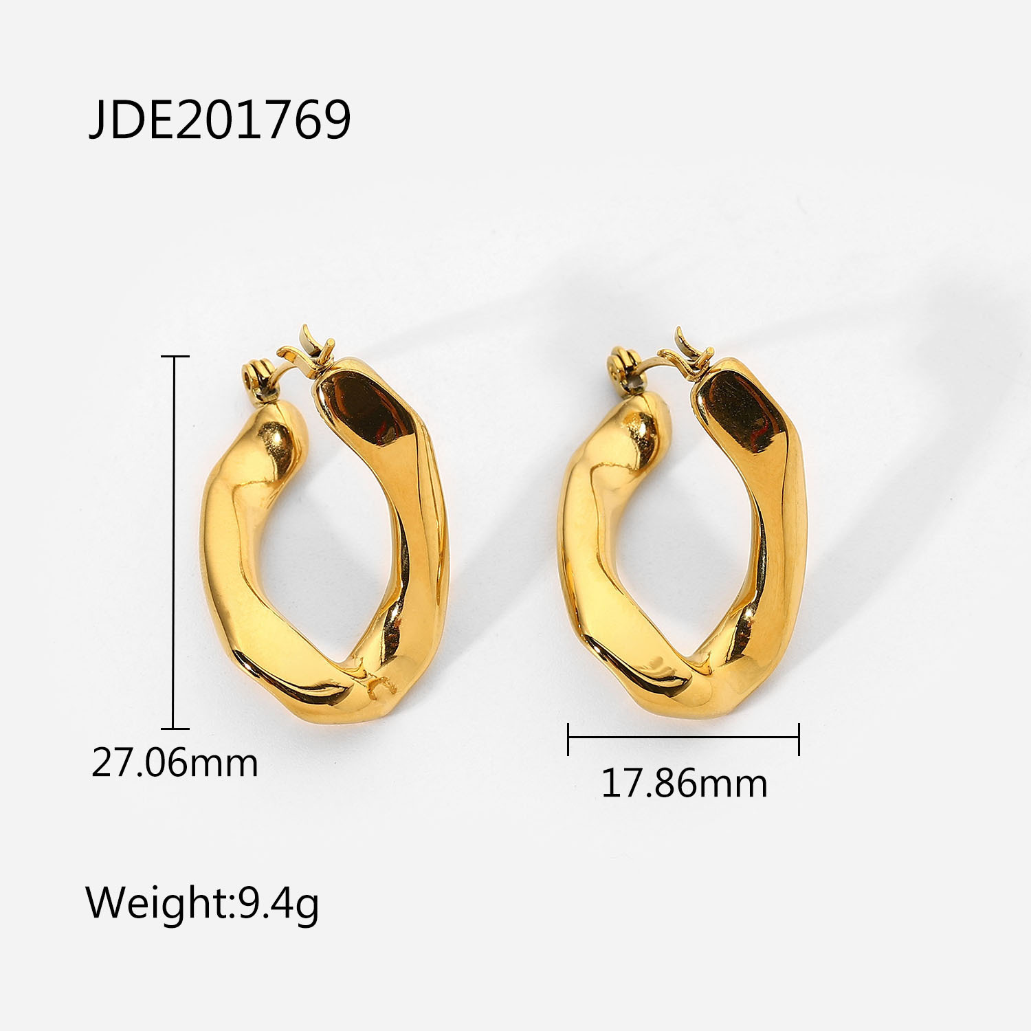 4aa91d96 879e 4664 89b6 570f0333a639 18k Gold Stainless Steel Flat U-ring Earrings