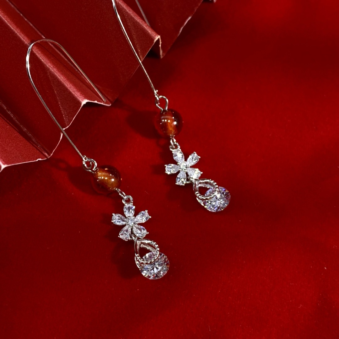 4ac677b3 b409 4508 bbe0 632100c187c0 Fashion Silver Pomegranate Plum Blossom Earrings