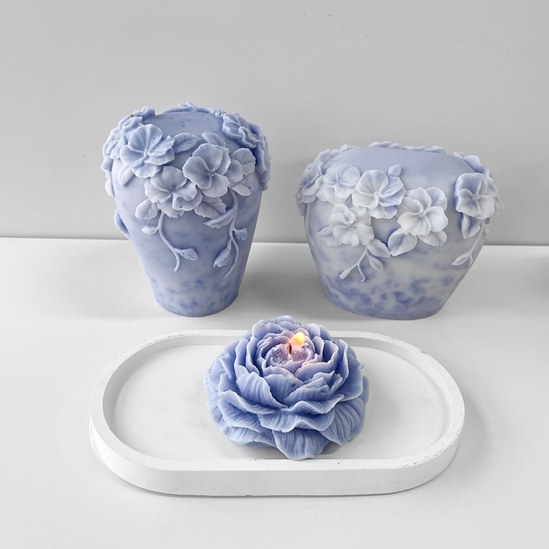 Blooming Peony Flower Candle Mold Aromatherapy Candle Plaster