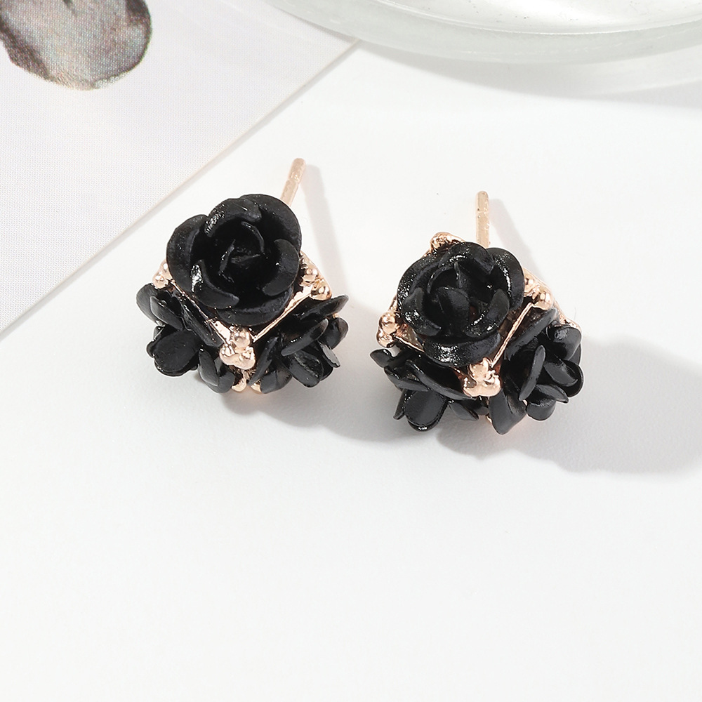 4c28cc5d 7c18 4104 9117 27485cdbb0e8 Retro Temperament Stereo Rose Stud Earrings Cute Multicolor Flower Earrings