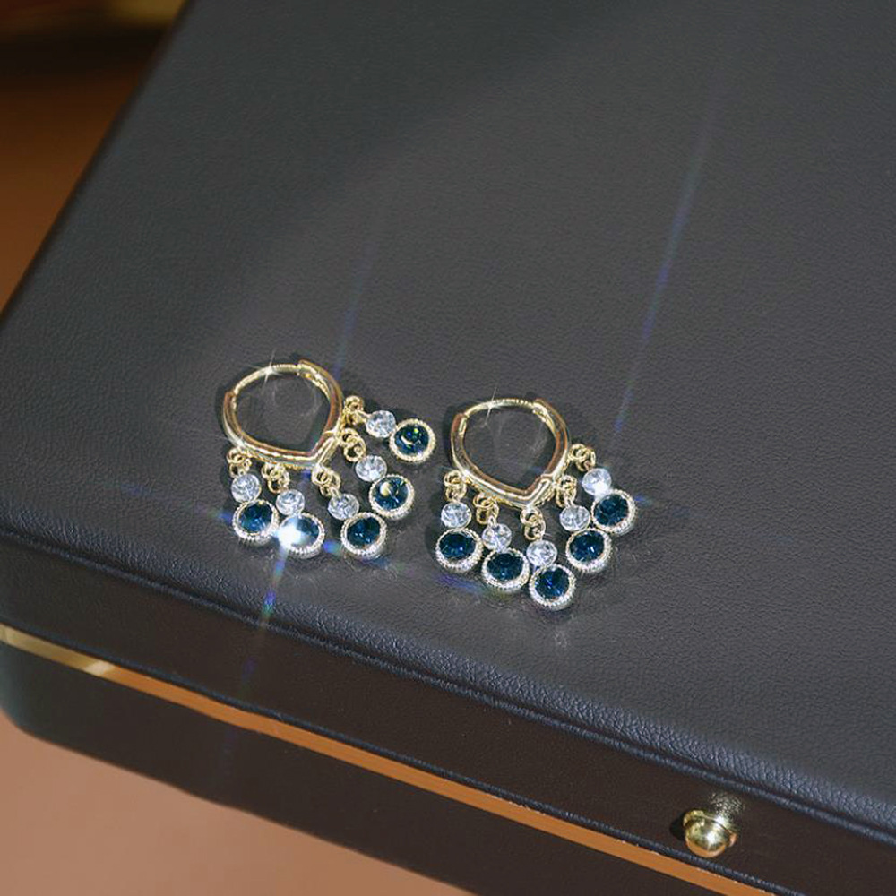 4f1af63c c0e7 404c 824c 7f995068e2f5 925 Silver Pin Earrings Blue Tassel Ear Clip