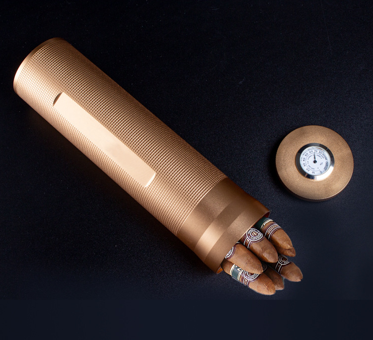 Aluminum Cigar Humidor Tube and cigars