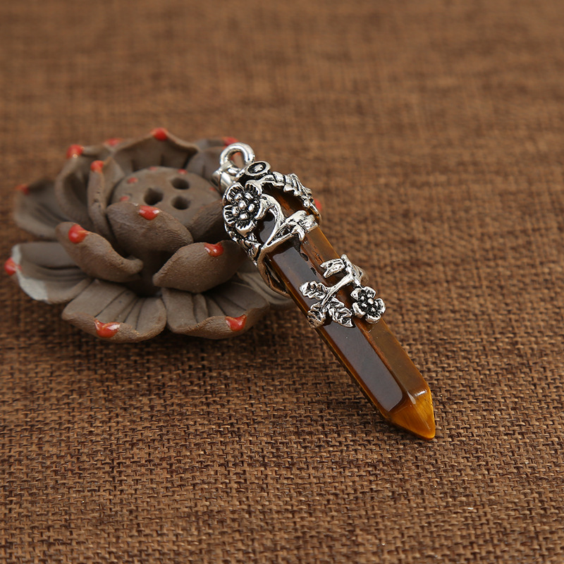 5068cda1 3347 46d6 8171 616ebe9ee36c CrystalHexagon Column Pendant Rose Flower Plum Necklace