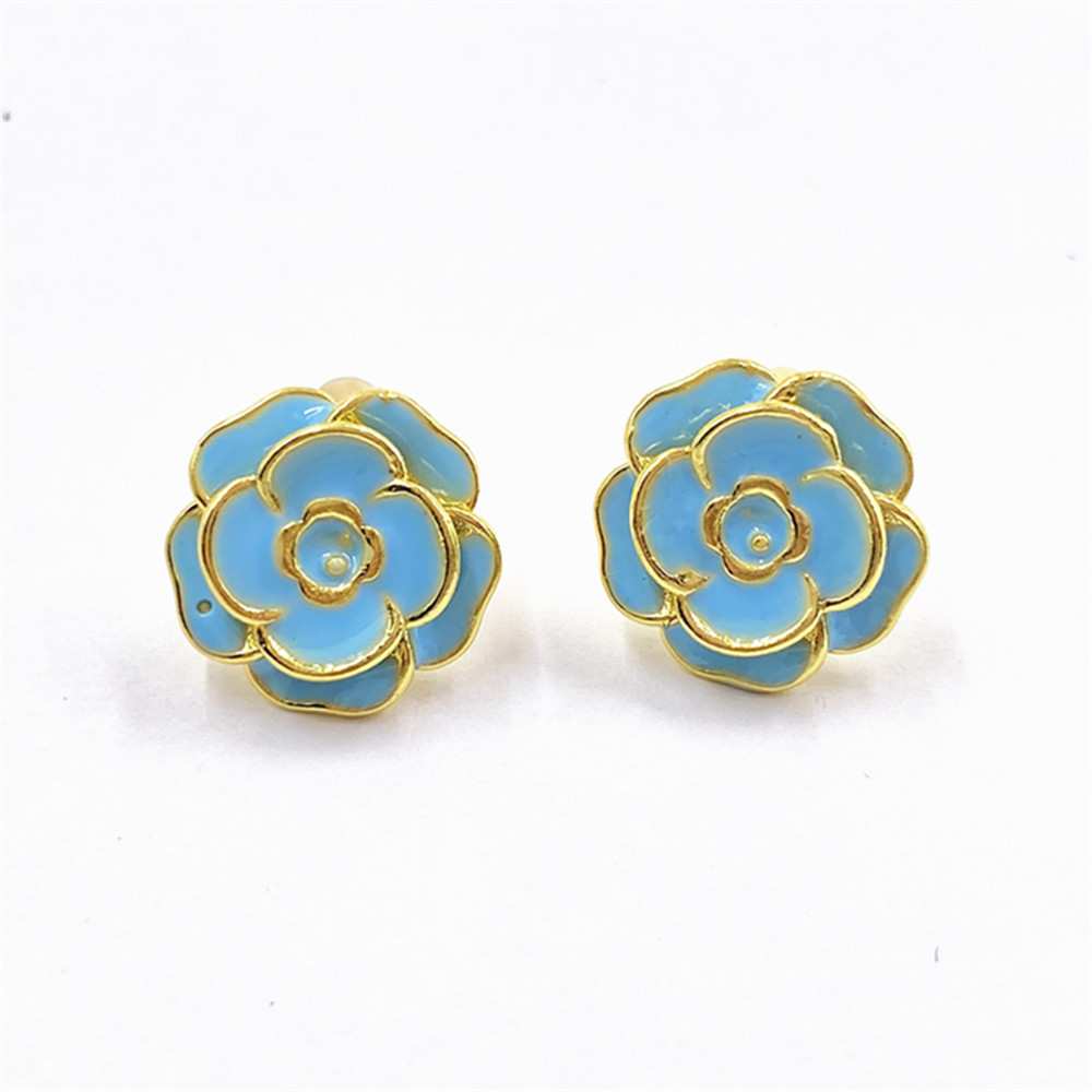 531dbf1a 9801 4ad2 ba7e ab50b0245f63 Women's Fashion Simple Copper-plated Gold Drop Oil Rose Stud Earrings
