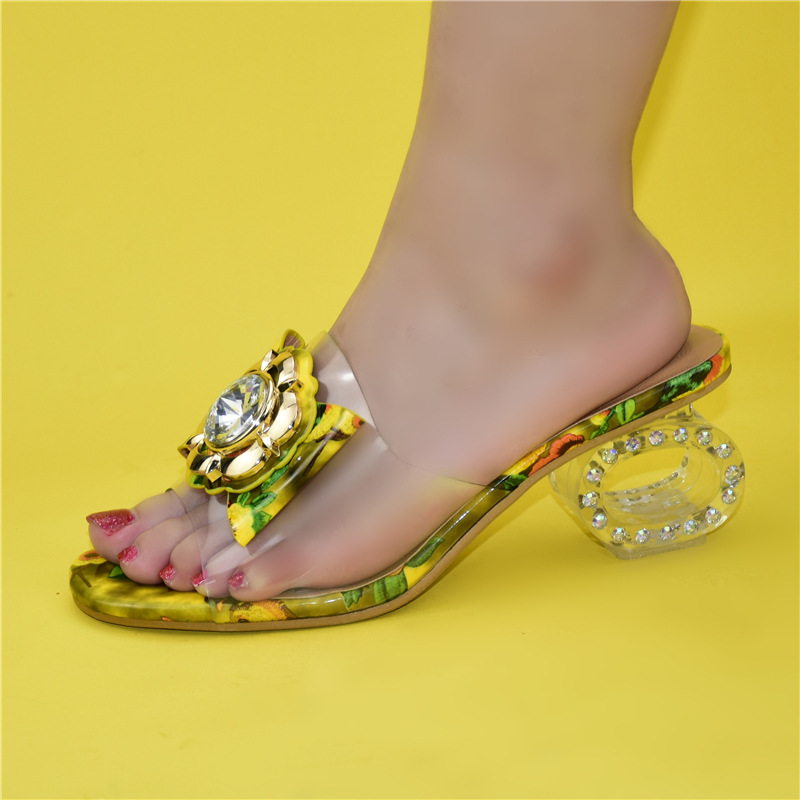 Tropical Gemstone Chunky Heel Sandal