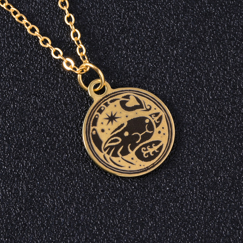 54747d84 8096 45fc 965c 85ed971c5e4f Gold Round Constellations Zodiac Sign Stainless Steel Necklace