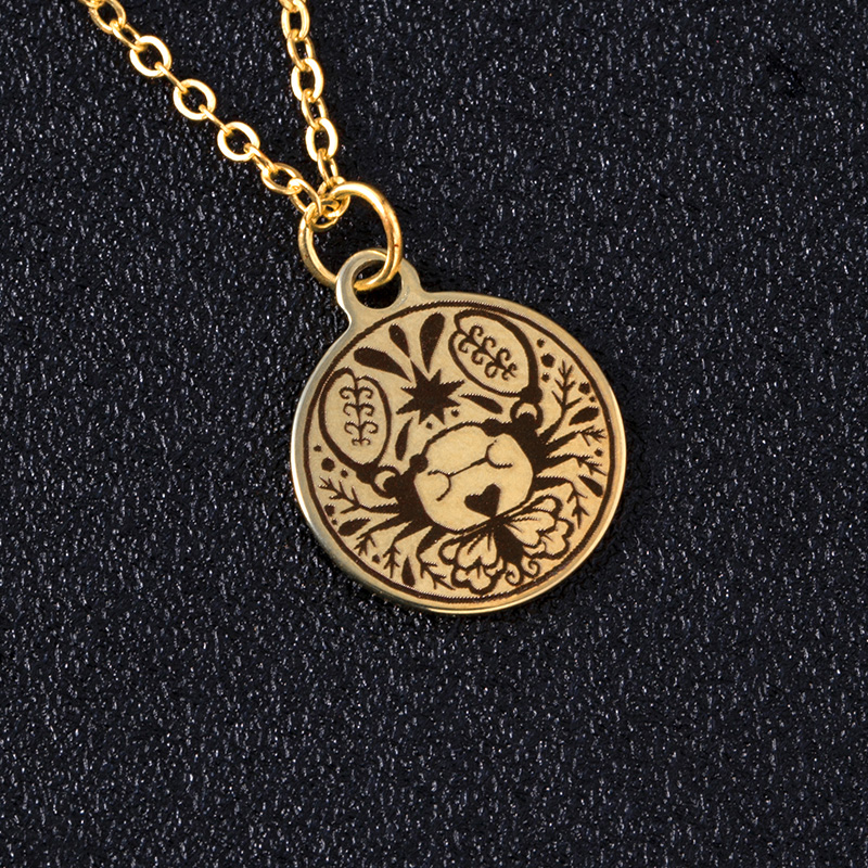 54deb0e9 6ce0 41fc 9eda 72df6c3cbf2f Gold Round Constellations Zodiac Sign Stainless Steel Necklace