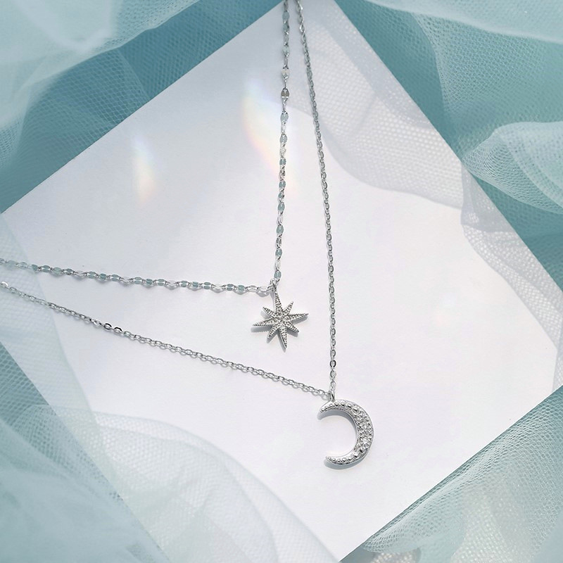 55a6a851 3296 49d5 8cd6 1f28f5c7df4f Creative Retro Simple Moon Love Pendant Necklace